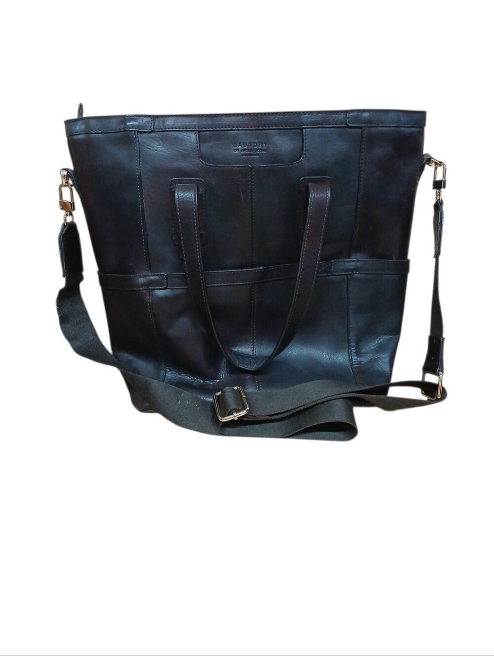 Laundry By Shelli Segal Dark Brown Leather Tote with Adjustable Crossbody Strap